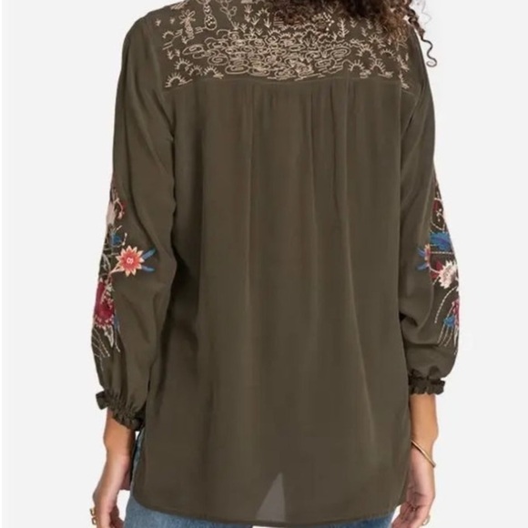 JOHNNY WAS silk Heavily Embroidered FREJA Tassel Peasant Blouse NWT - Picture 6 of 11